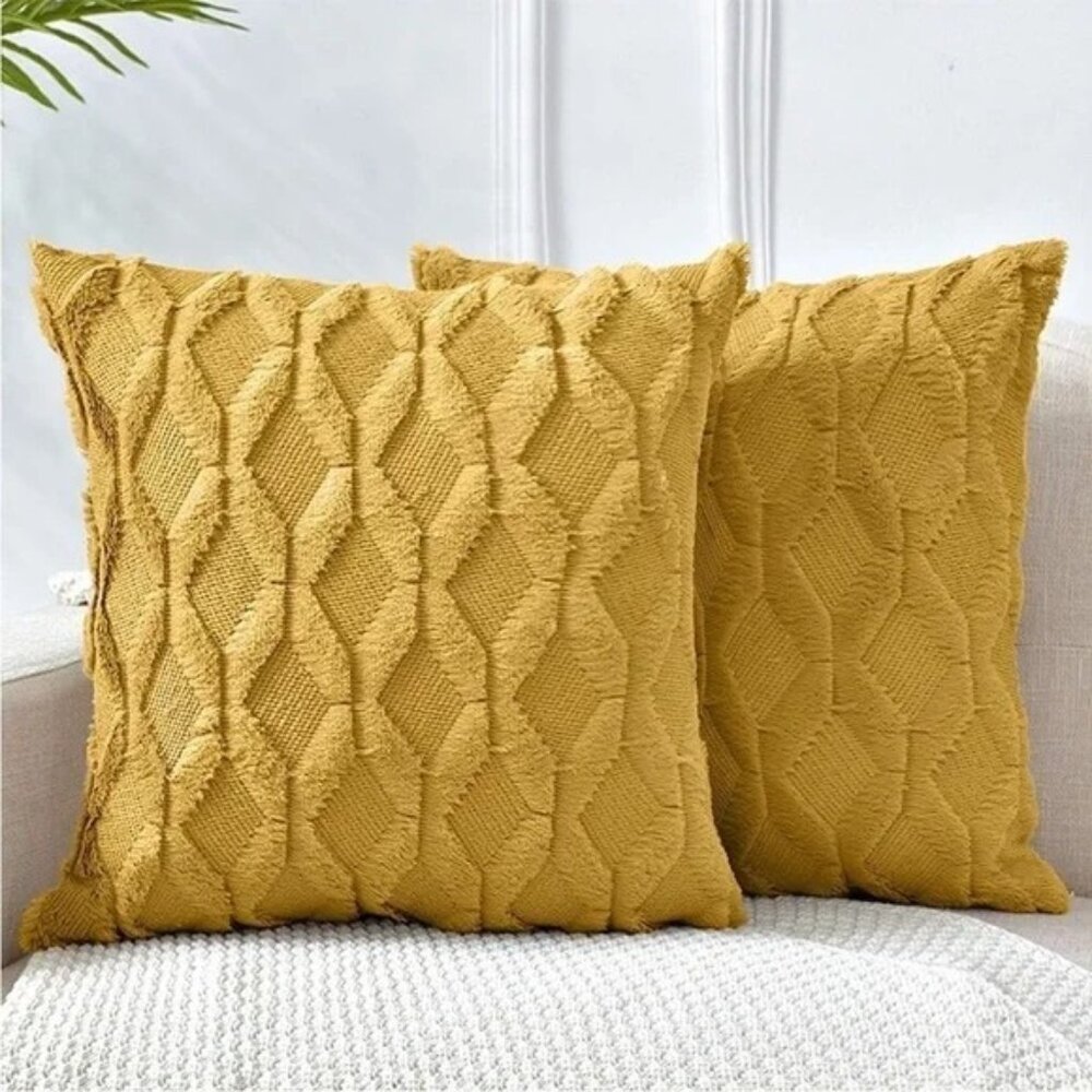 Sunflower Yellow Farm Pillow Cover Furry Faux Luxury Soft Warm Pillow Case Set
